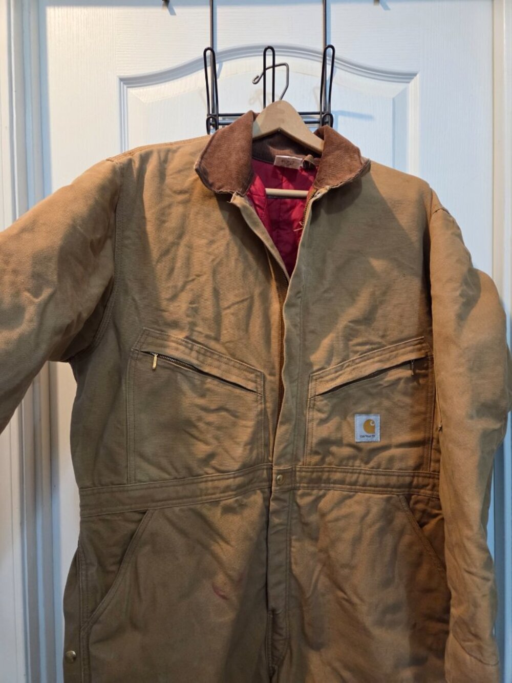 Vintage Carhartt Duck Canvas Quilt-Lined Insulated Coveralls Jumpsuit Brown XL - Picture 2 of 14